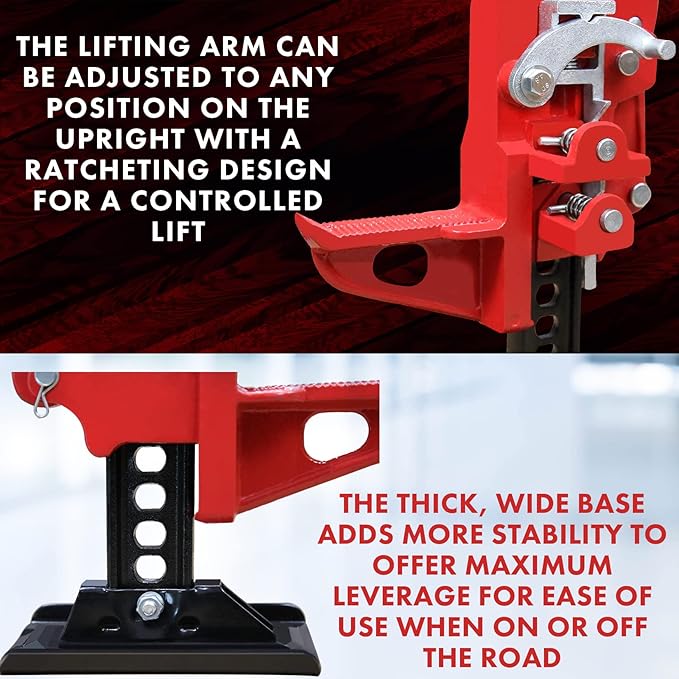 YIYITOOLS 60" Farm Jack 60 inch Steel Jack Floor Jack All-cast Jack - Red, JJ-1-002, Car Jack | Hydraulic Jack | Rotopax | Jack Stands, YY2020065