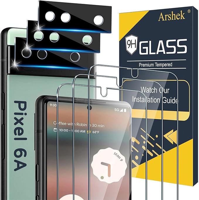 Glass Screen Protector for Google Pixel 6a 5G, 9H Tempered Glass, Fingerprint