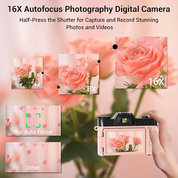 4K Digital Camera for Photography, 75MP WiFi Vlogging Camera for YouTube