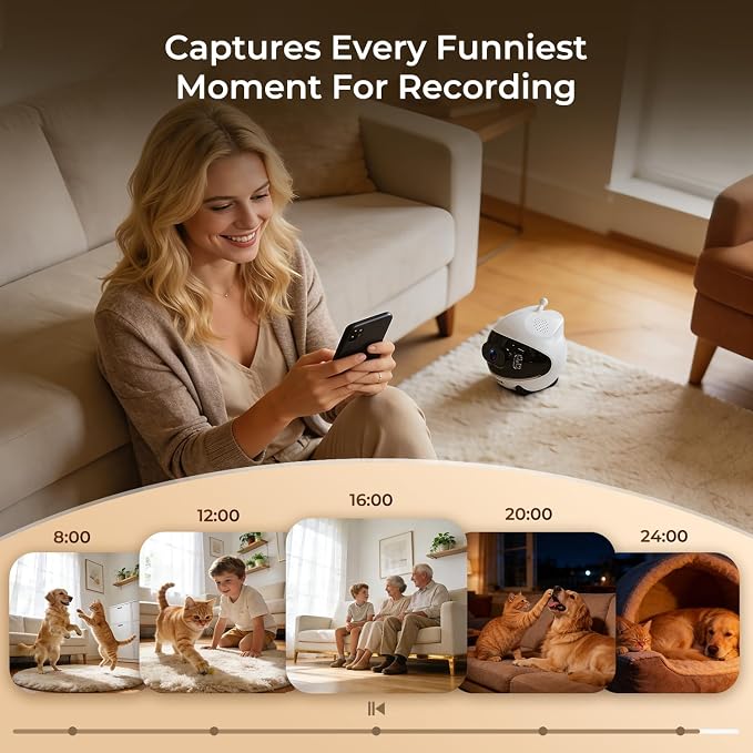 AEZ Robot Camera on Wheels 1080P Dual Lens, Indoor Movable Security Camera