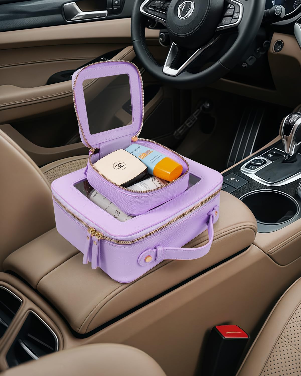 LETGO 2Pack Clear Makeup Bag Mahjong Tile Bag with Zipper and Handle| Structured Large Travel Makeup Bag for Toiletries for Women Mahjong Tile Carrying Case