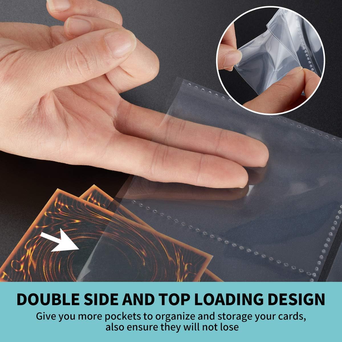 Skiennix 9 Pocket Page Protector - Premium Double-Sided Trading Card Sleeves for 3 Ring Binders