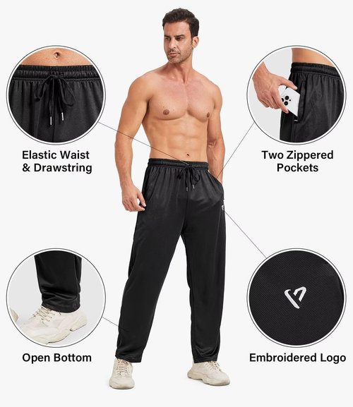 Lomsoe 5 Pack Men's Sweatpants - Open Bottom Joggers with Zip Pockets | Loose Fit Athletic Pants