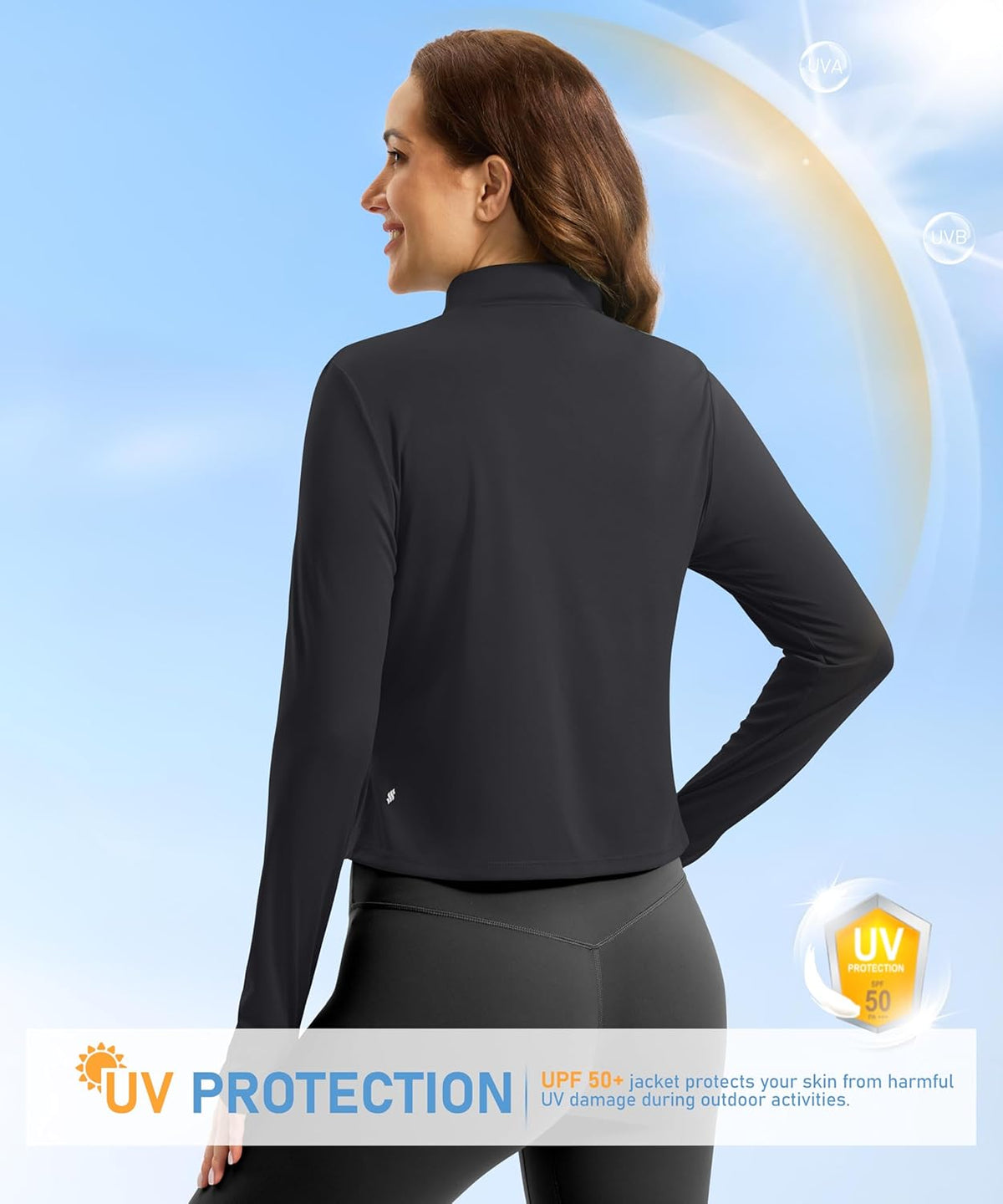 Soothfeel Women's Athletic Jacket - Lightweight UPF 50+ Sun Protection Crop Zip-Up | Ideal for Hiking & Workouts