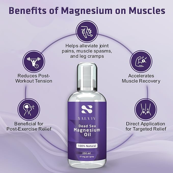 Natural Dead Sea Magnesium Oil Spray 8.45 fl oz - Pure Mineral Supplement from Jordan to Moderate Processes, Reduce Discomfort, and Promote Wellness