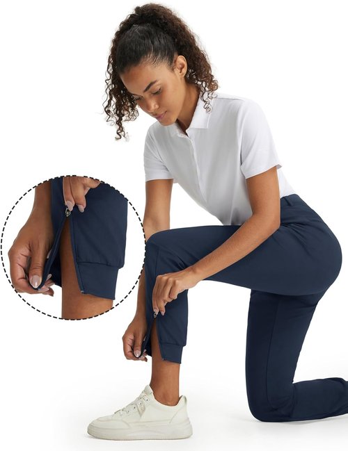 M MAELREG Women's Golf Pants - Lightweight Quick-Dry Joggers with 4 Pockets | Ankle Zip Design