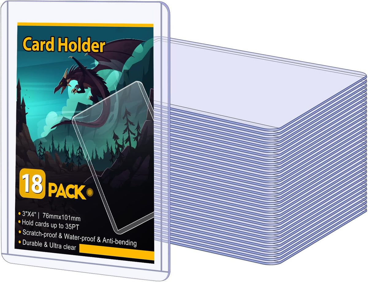 Sooez 35PT Card Sleeves - Rigid Hard Plastic Protectors for Baseball & Trading Cards | 3" x 4" - 18 Count