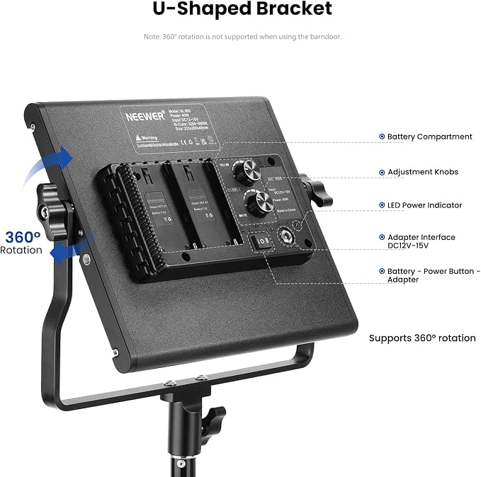 NEEWER 2 Pack Bi Color 660 LED Video Light and Stand Kit: 3200-5600K CRI 96+
