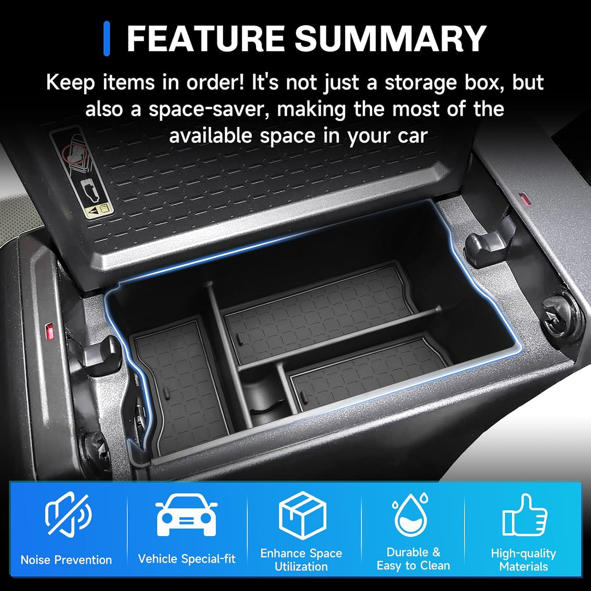 SXCY for 2026 Toyota RAV4 Center Console Organizer Armrest Console Tray