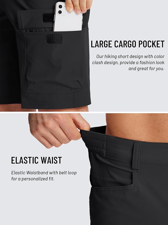 TACVASEN Men's Summer Outdoor Shorts Quick Dry Cargo Casual Work Hiking Shorts (NO Belt)