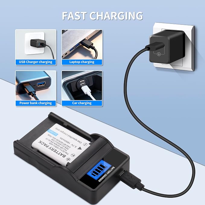 2 Pack 1850mAh NP-45 NP-45A NP-45B NP-45S Battery and LCD Charger Compatible