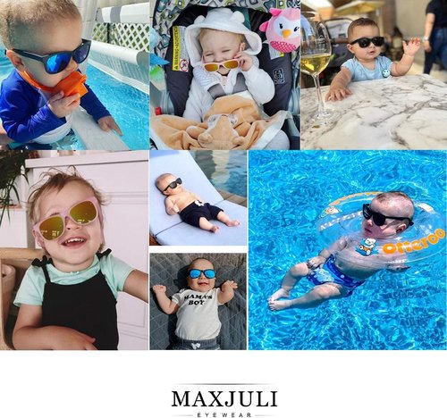 MAXJULI Baby Sunglasses - Safe & Soft Design with Adjustable Strap | BPA-Free for 0-24 Months