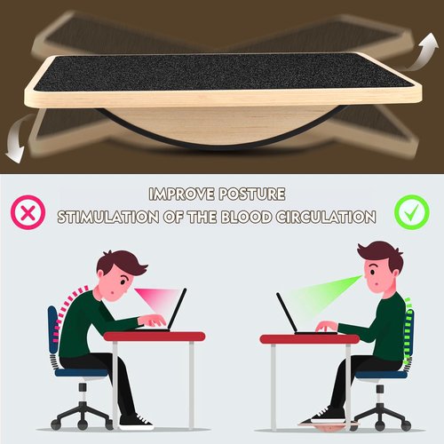 Balance Board for Adults-Anti-Slip Wobble Board for Physical Therapy, Office Balance Beam, Core Strength Trainer-Wooden Rocker Board