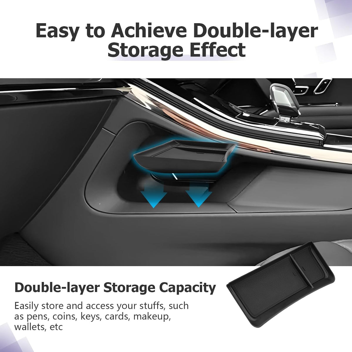 LUWU 2025 R Ange R Over Lower Console Organizer Compatible with 2023 2024 2025 Land Rover R Ange R Over Vogue L460/Sport Accessories Armrest Console Organizer Armrest Organizer Insert Tray Black