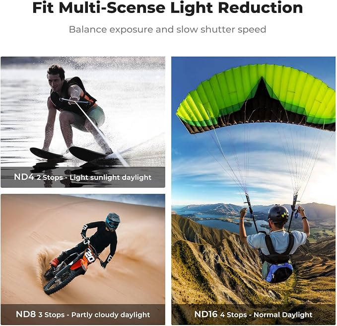 K&F CONCEPT ND PL Filter Set for GoPro Hero 4K Camera, 4 Pack PL ND4 ND8 ND16