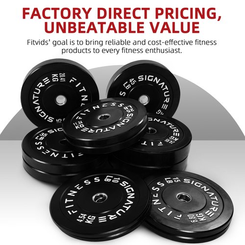 Fitvids 2" Olympic Bumper Plate Weight Plates with Steel Hub, 15LB, Pair