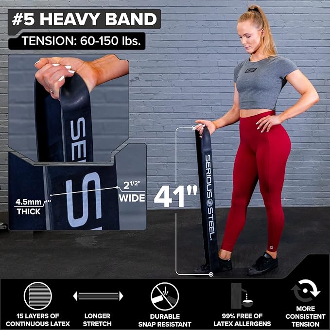 SERIOUS STEEL FITNESS Assisted 41" Pull-Up Band, Resistance & Stretch, Powerlifting & Pull-up Assist Loop (Single Band)