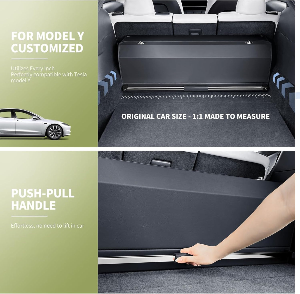 Leather Trunk Organizer with Lid & Handle for 2022–2023 Tesla Model Y 5-Seater – Large SUV Storage, Black (37" x 11" x 12")