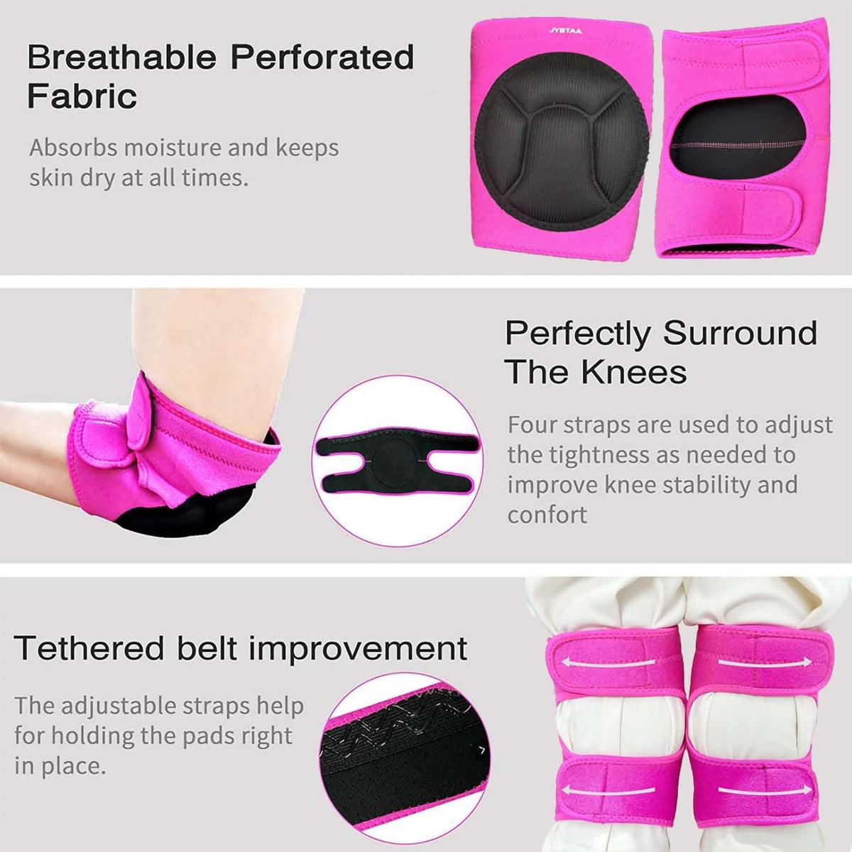 Skiennix Women’s Knee Pads - Soft Inner Liner & Adjustable Fit for Gardening & Cleaning - Pink, Large (1 Pair)