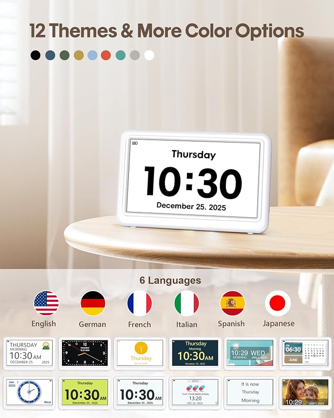 Digital Clock with Date and Day of Week, Dementia Clocks Battery Operated Alarm