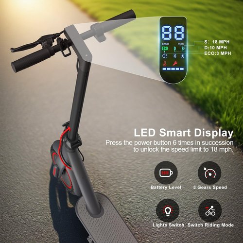 **Skiennix Electric Scooter - 500W Power, 18MPH Speed, 12-18 Miles Range, Foldable Design, Dual Braking**