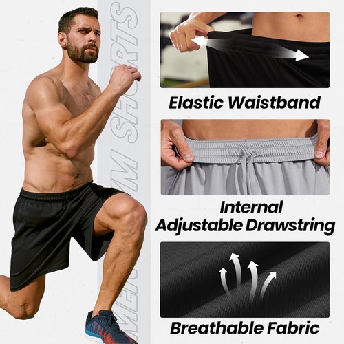 BALENNZ Men's Athletic Shorts - Quick Dry Activewear with Pockets & Elastic Waistband
