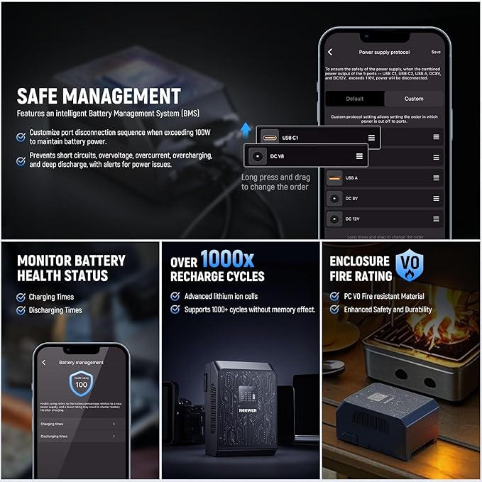NEEWER Smart Mini V Mount Battery NEEWER APP Control, 6800mAh 99Wh 14.5V