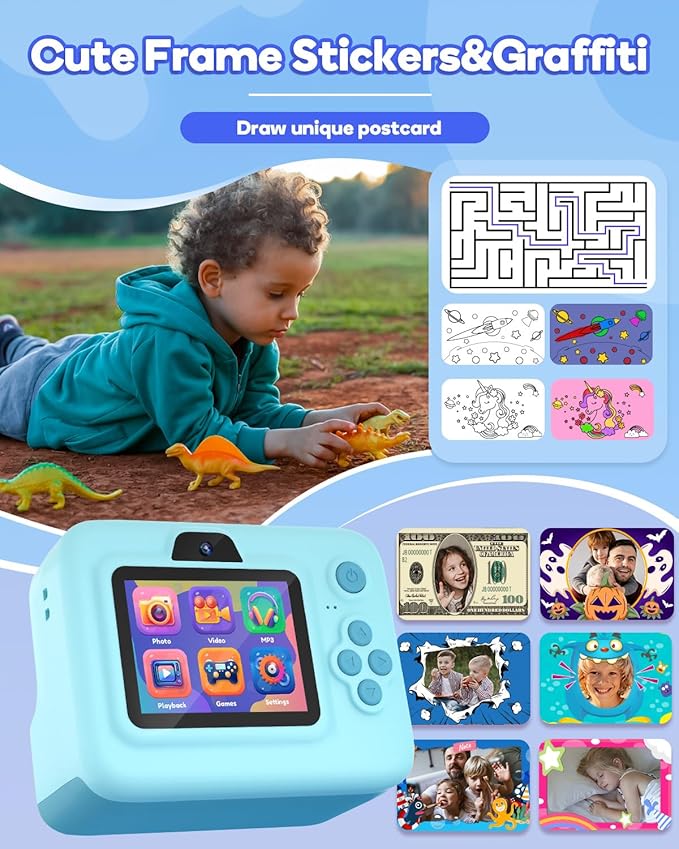 Dylanto Kids Camera Instant Print, 1080P Kids Instant Cameras that Print Photos
