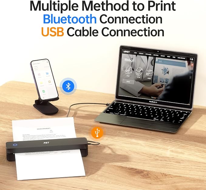 PRT Portable Printer Wireless for Travel, Thermal Inkless Printer for Home Use