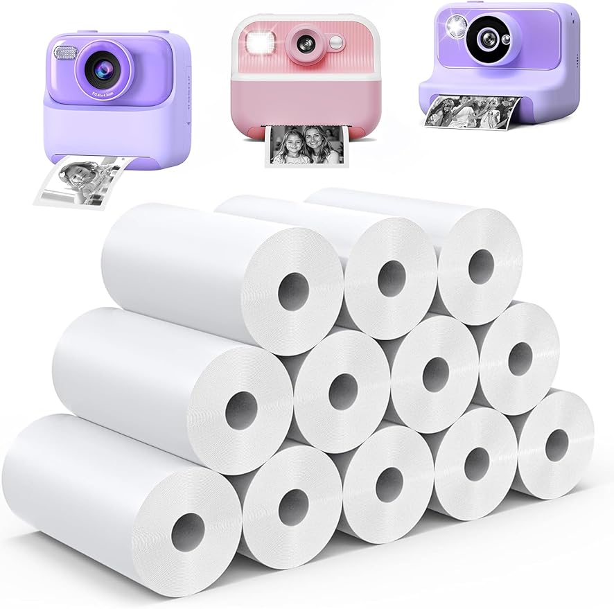 12 Rolls Kids Camera Paper Roll Refill, QIIYNTE Thermal Paper