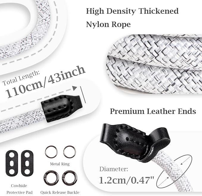 VOVMOEYA Nylon Braided Camera Rope Strap, Camera Neck Shoulder Strap