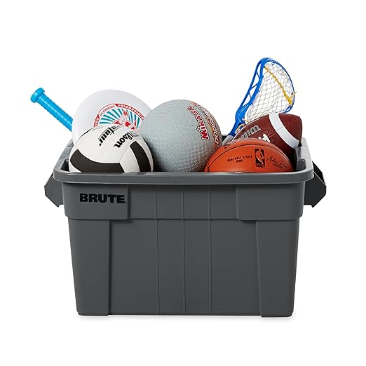 Rubbermaid Commercial Products Brute Tote Storage Container With Lid, 20-Gallon, Gray,