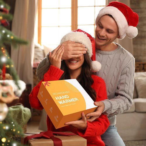 Heated Hand Warmer Pouch, PU Leather Electric Heated Hand Muff, With10000mAh Rechargeable Power Bank Hand Warmer, 3 Levels Heating for Football, Hunting,Fishing,Camping.(Power Bank Included)