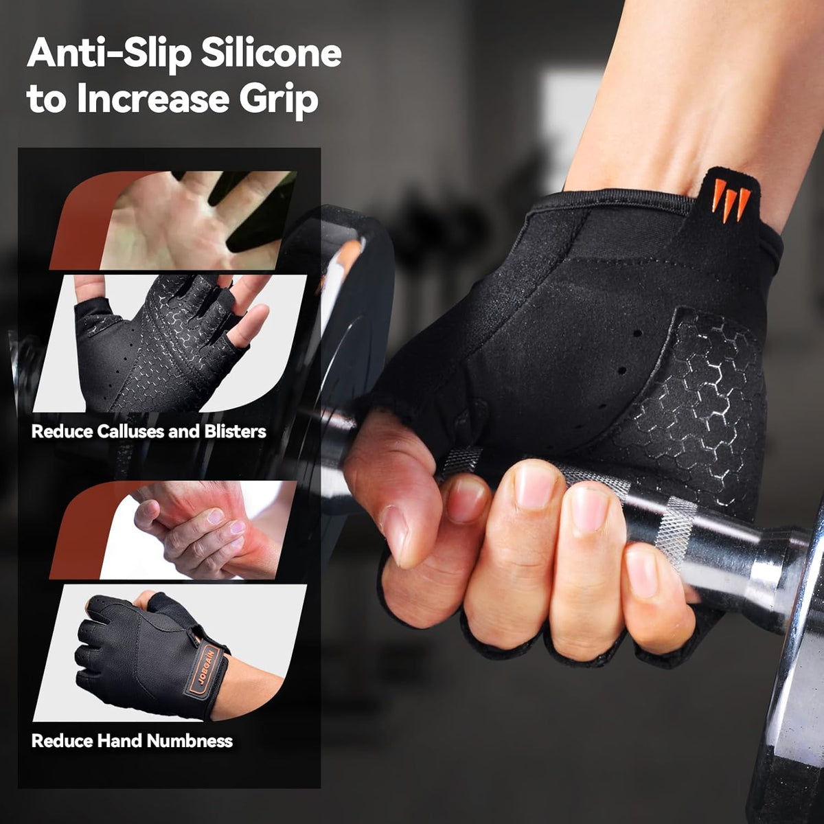 Skiennix Workout Gloves - Breathable Weight Lifting Gloves with Grip & Shock Absorption | Full Palm Protection for Gym & Fitness