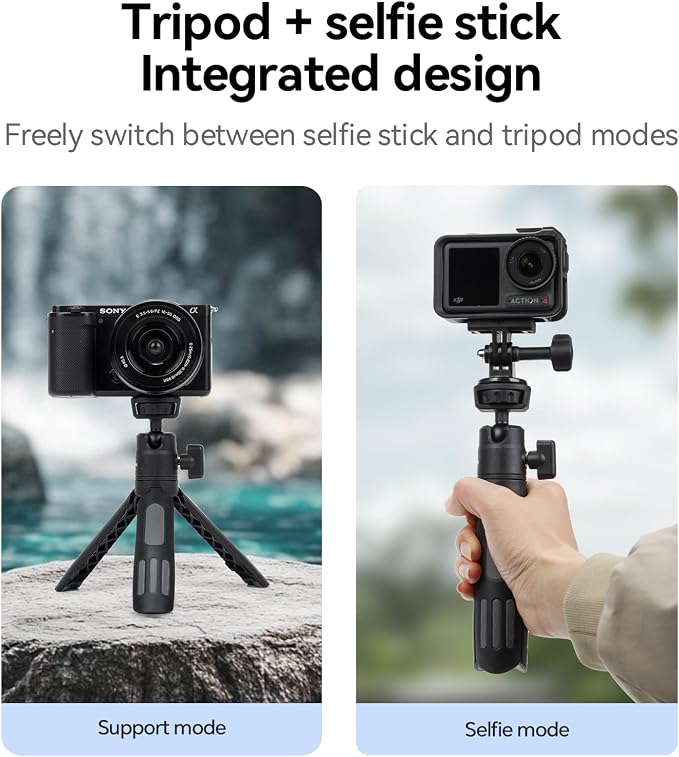 Lightweight Mini Tripod for Camera/Phone/Webcam & Selfie Stick, 360° Phone Clip