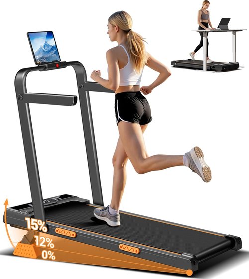 3 in 1 Walking Pad Treadmill - Portable Folding Treadmill with 16% Incline & Handle Bar | 330 Lbs Capacity