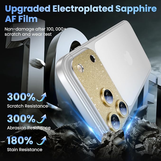 Uyiton for iPhone 17-Pro-Max Camera-Lens Protector: Bling Metal Tempered Glass