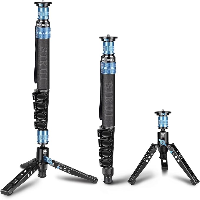 SIRUI P-325FS Monopod with Feet, Max Load 22lbs, 360° Panorama, Quick Release