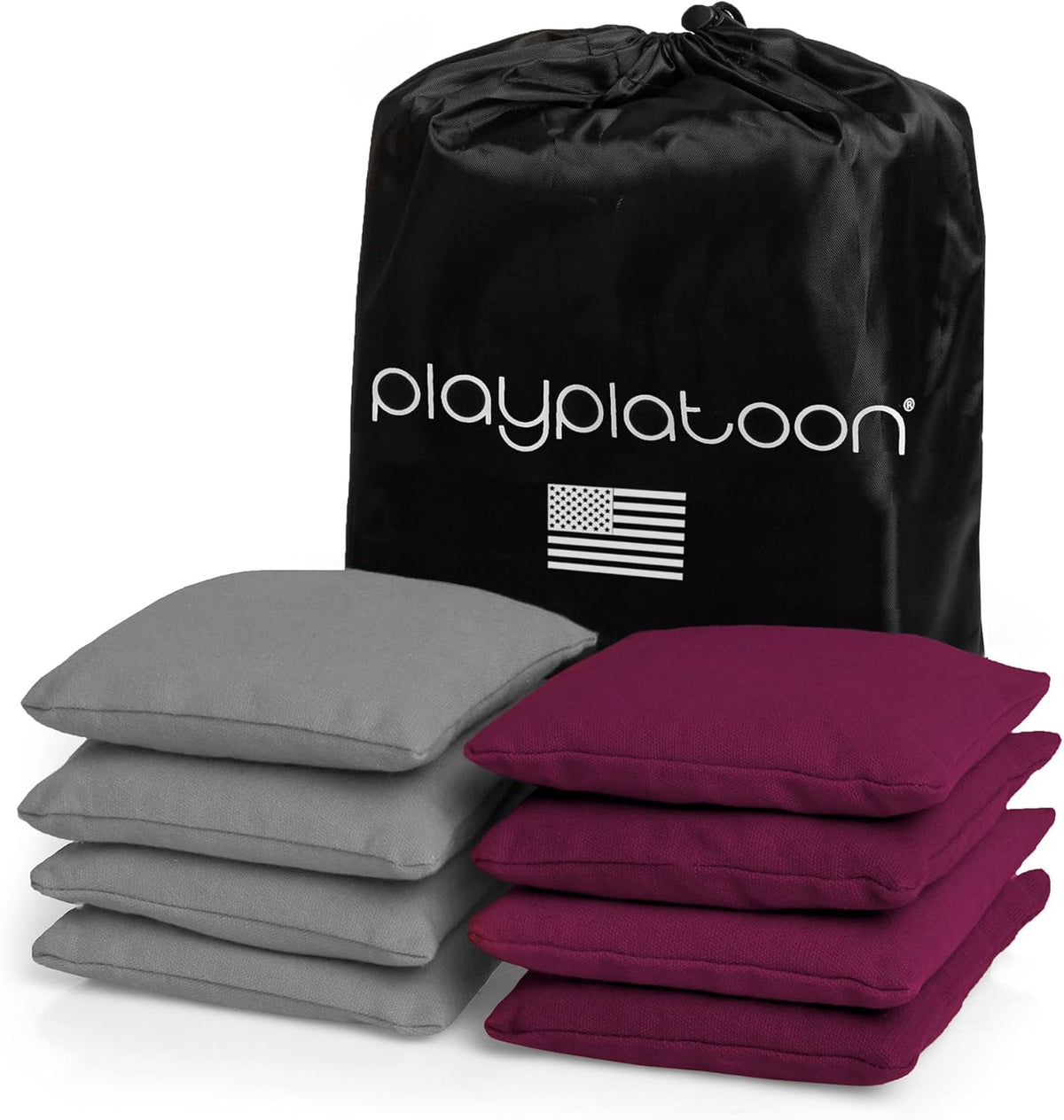 Play Platoon Cornhole Bags - Weather Resistant Set of 8 | Official Size & Weight Tossing Bags with Tote