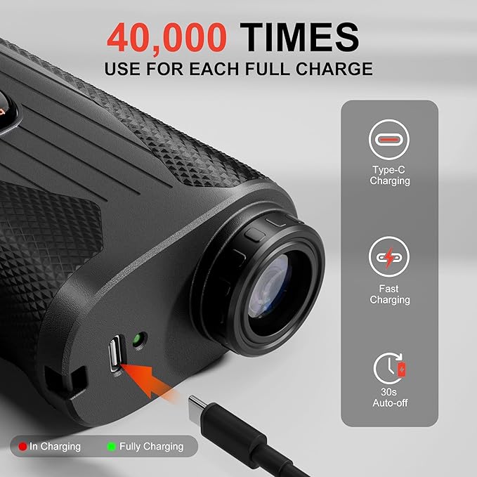Golf Rangefinder with Slope, 1200 Yards Laser Range Finder for Golfer, 7X Magnification Range Finder Rechargeable Golf Accessories for Men, Flag Pole Locking Vibration