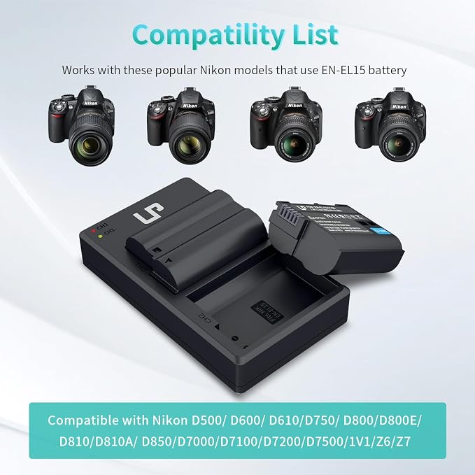 LP EN-EL15 EN EL15a Battery Charger Pack, Compatible
