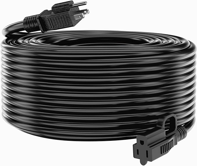 HUANCHAIN Indoor Outdoor Black Extension Cord 40 ft Waterproof, 16/3 Gauge Flexible Cold-Resistant Appliance Extension Cord Outside, 13A 1625W 16AWG SJTW, 3 Prong Electric Cord, ETL