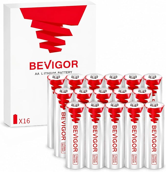 BEVIGOR Lithium Batteries AA 16 Pack, Long Lasting 1.5V Double A Lithium