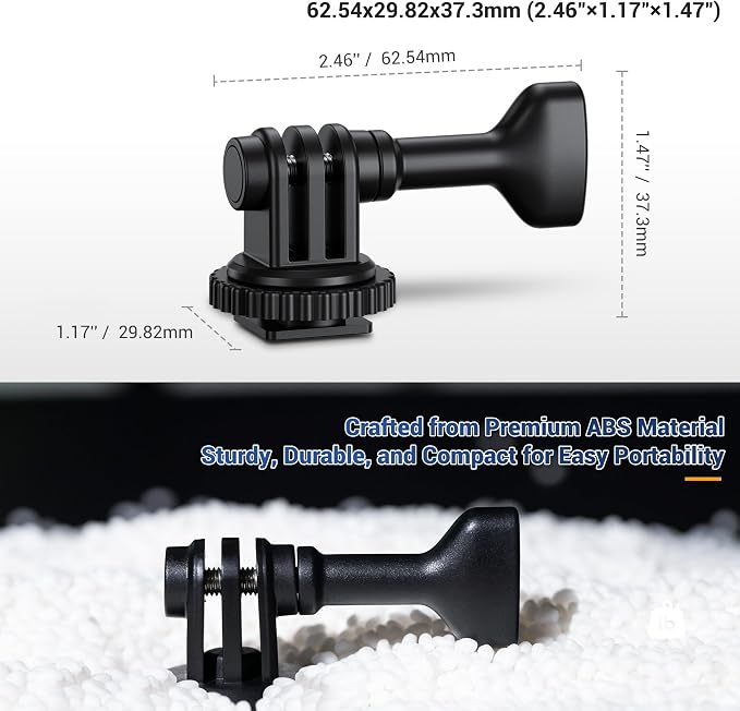 2-in-1 Action Camera Hot Shoe Mount Adapter, Tripod Mount & Cold Shoe Camera
