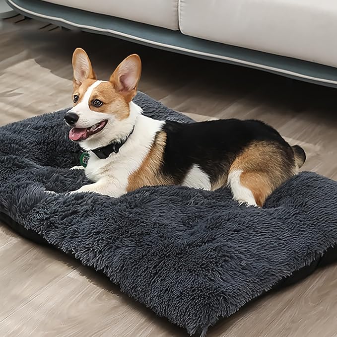 Dog Crate Mat, Dog Bed for Large Dogs, Comfy Fluffy Kennel Pad Anti-Slip for Dog beds & Furniture, Quilted Dog Bed for Pets for Medium/Small Dogs Cats (Color : Gray 1, Size : 25x18)
