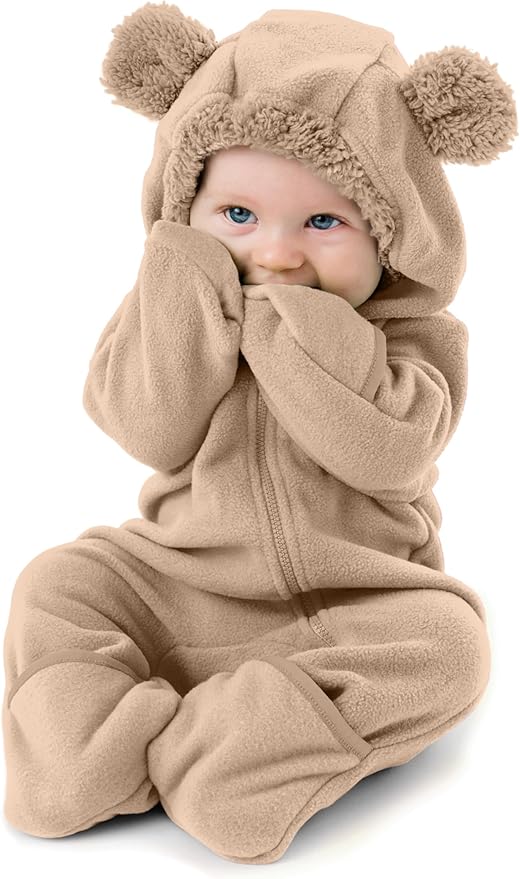 Cuddle Club Fleece Baby Bunting Bodysuit with Hood, Convertible Mittens & Booties, Car Seat Friendly, Soft & Warm, Easy Zip