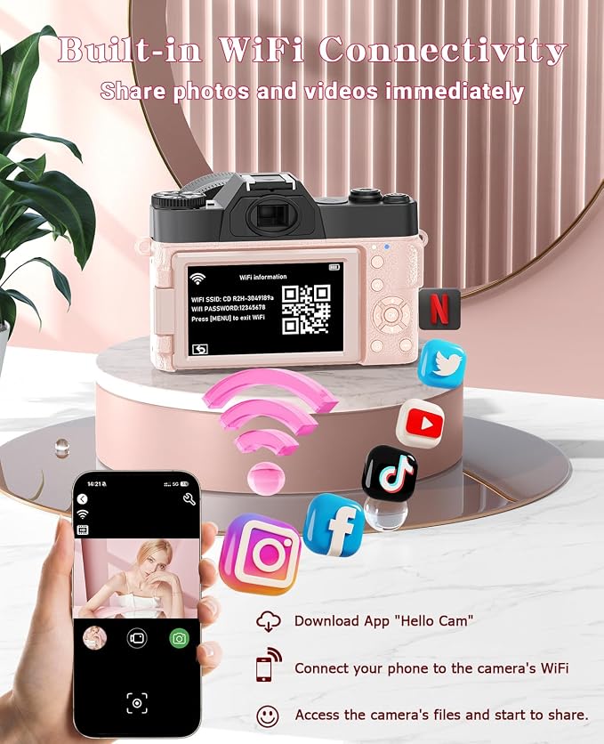 FLATIC Cameras for Photography, 6K 64MP Digital Camera