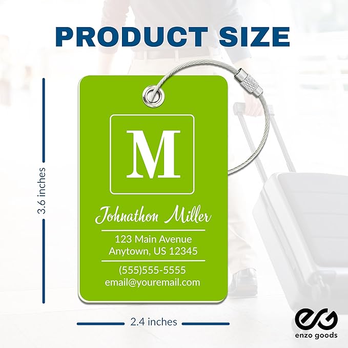 Personalized Luggage Tag | Custom Luggage Tags for Suitcases | Kids Backpack Tag | 10 Color Options & Choose Font, Font Color