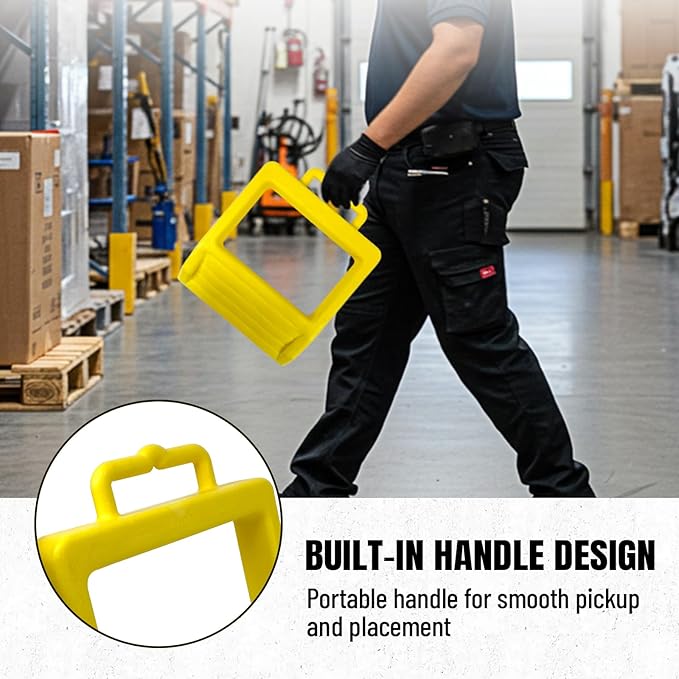 ROBLOCK Pallet Jack Chock Heavy Duty Wheel Chock, Pallet Jack Stopper for Truck 14.2" Length x 11.2" Width x 2" Height (2 Pack,Yellow)