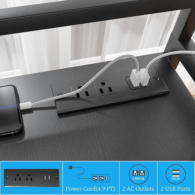 Kepproty 3D Printer Stand with Power Outlet, Rolling Storage Cart w/Filament